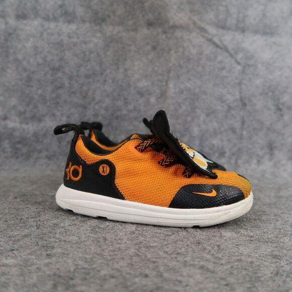 Nike Shoes Kids 7 Sneakers KD 11 Little Big Cats Slip On Toddler Orange Black - Picture 2 of 13